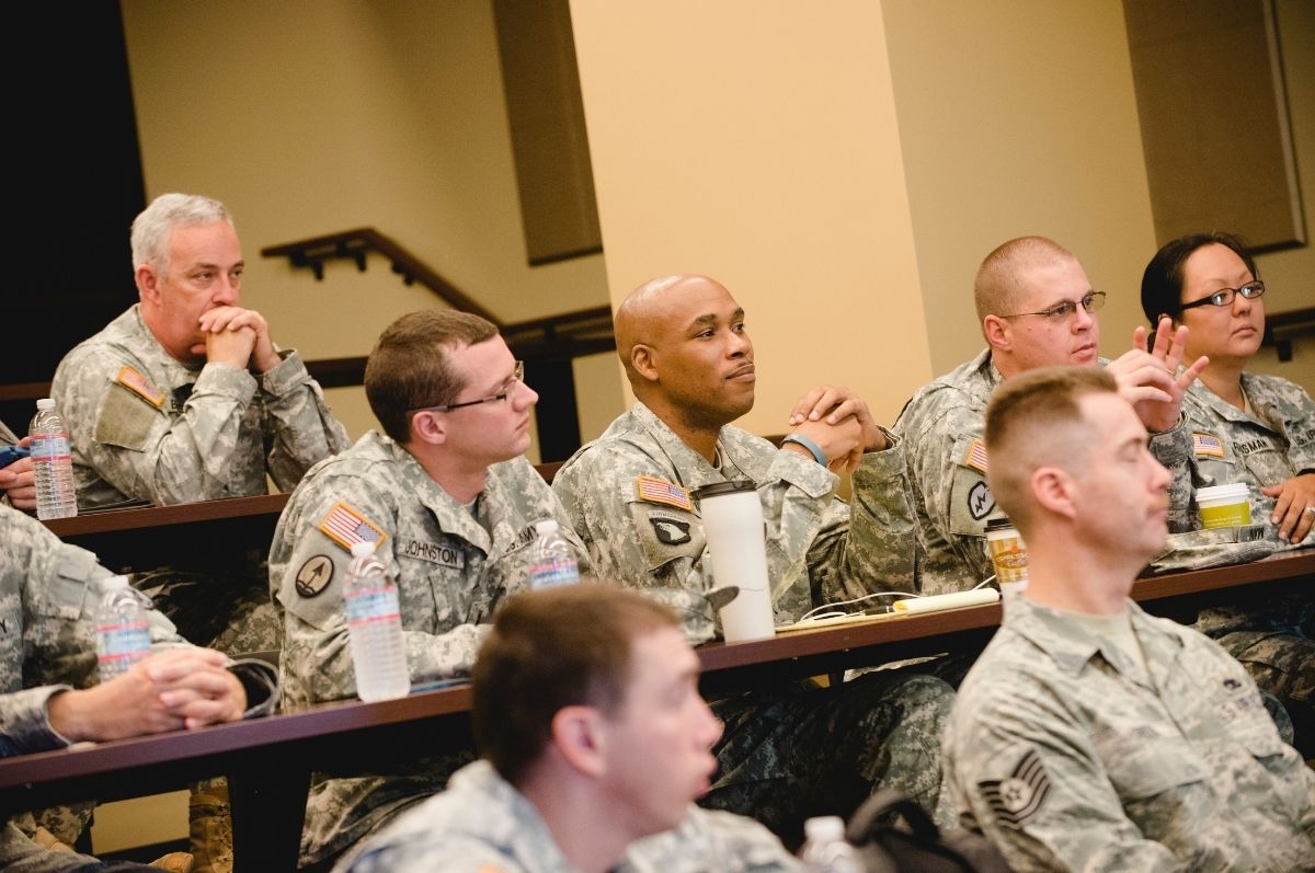 Military students in the classroom