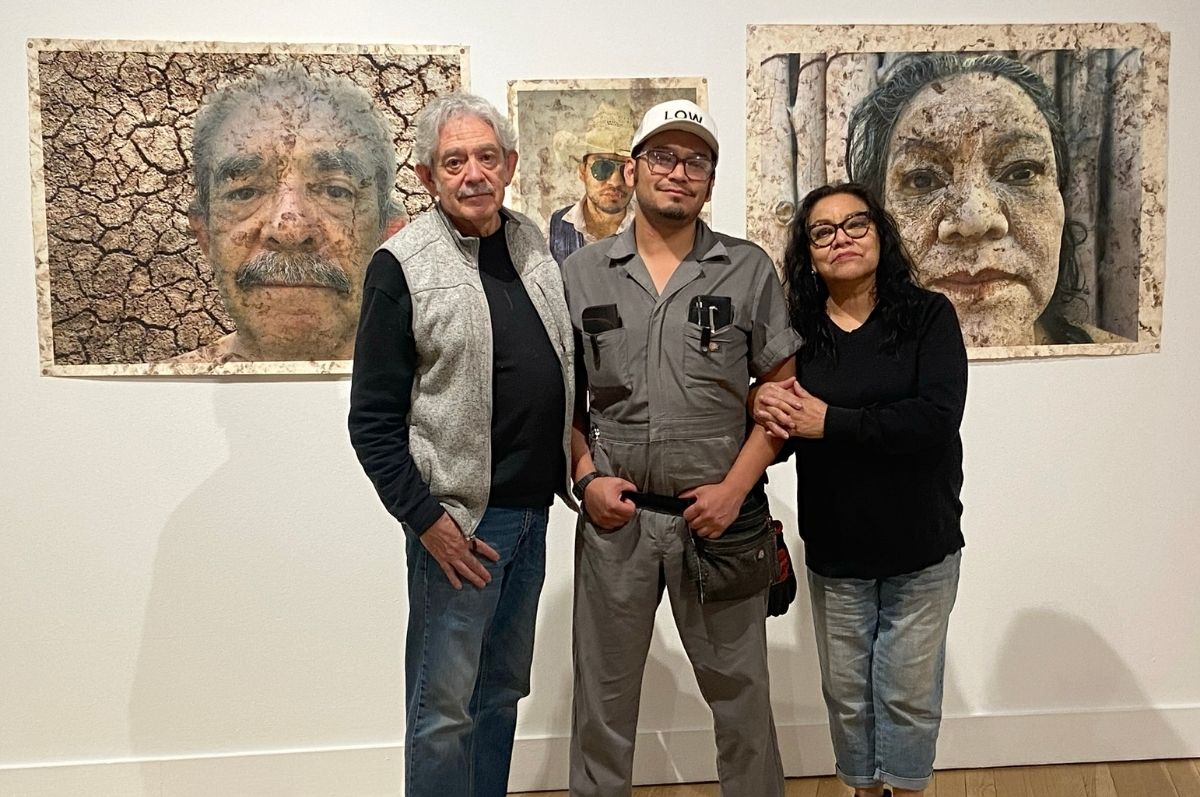 The Ortega family in the process of building the exhibition