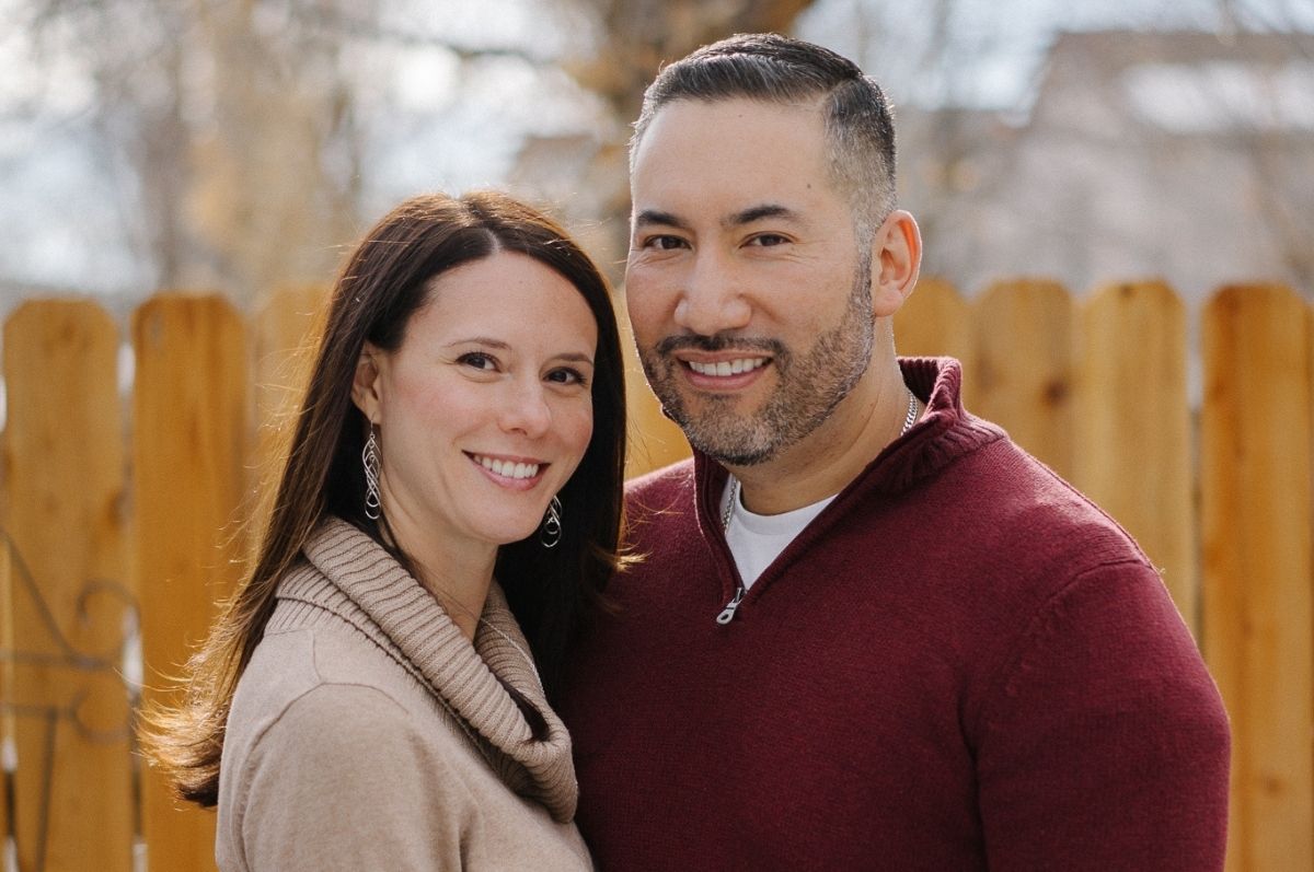 woman and man smiling