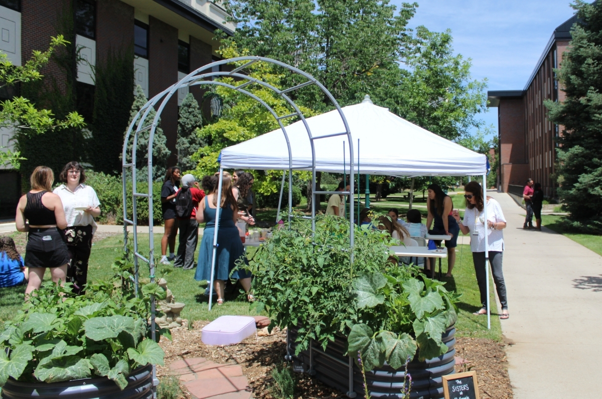 Ribbon cutting of the biology departments garden