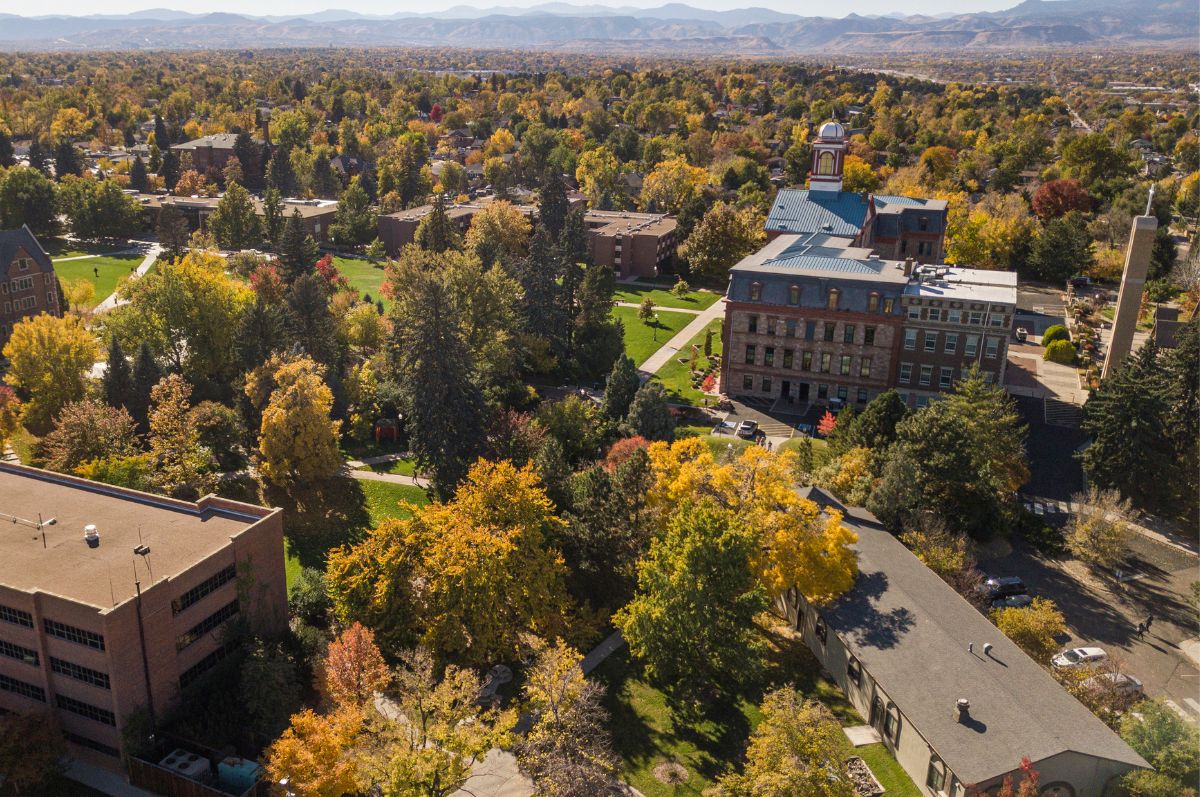 aerial image of Regis University campus