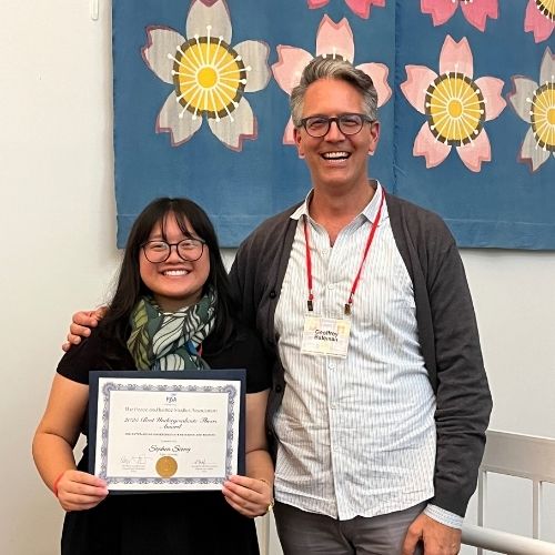 Sophia Siong and professor Geoffrey Bateman at the PJSA awards